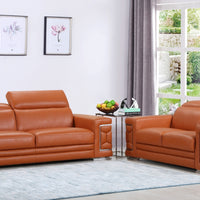 71" X 41" X 29" Modern Camel Leather Sofa And Loveseat