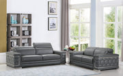 71" X 41" X 29" Modern Dark Gray Leather Sofa And Loveseat