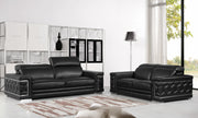 71" X 41" X 29" Modern Black Leather Sofa And Loveseat