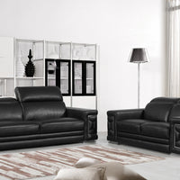 71" X 41" X 29" Modern Black Leather Sofa And Loveseat
