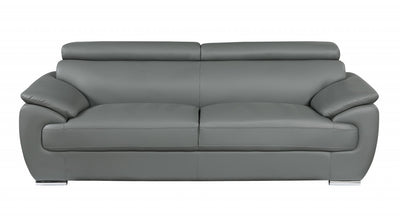 69 X 38  X 32To 39 Modern Gray Leather Sofa And Loveseat
