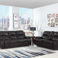 89'' X 40''  X 40'' Modern Brown Leather Sofa And Loveseat