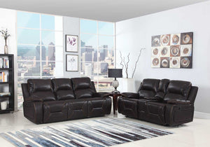 89'' X 40''  X 40'' Modern Brown Leather Sofa And Loveseat