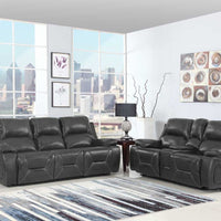 89'' X 40''  X 40'' Modern Gray Leather Sofa And Loveseat