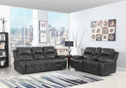 89'' X 40''  X 40'' Modern Gray Leather Sofa And Loveseat