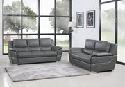 69'' X 34'' X 35'' Modern Gray Leather Sofa And Loveseat