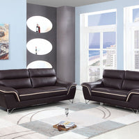 69'' X 36" X 40'' Modern Brown Leather Sofa And Loveseat