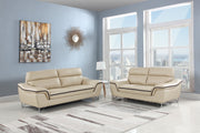 69'' X 36'' X 40'' Modern Beige Leather Sofa And Loveseat