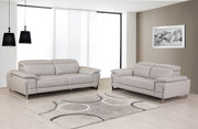 71'' X 42'' X 31'' Modern Light Gray Leather Sofa And Loveseat