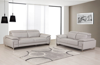 71'' X 42'' X 31'' Modern Light Gray Leather Sofa And Loveseat