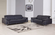 68'' X 41''  X 39'' Modern Navy Leather Sofa And Loveseat