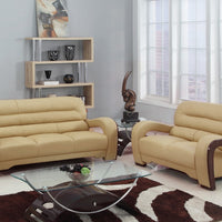 55.9'' X 35.8'' X 34.3'' Modern Beige Leather Sofa And Loveseat