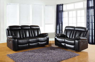 63'' X 39''  X 42'' Modern Black Leather Sofa And Loveseat