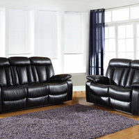 63'' X 39''  X 42'' Modern Black Leather Sofa And Loveseat
