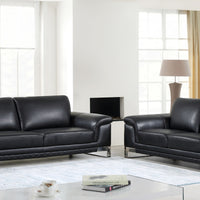 73'' X 39''  X 32'' Modern Black Leather Sofa And Loveseat