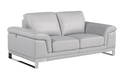 Set Of Modern Light Gray Leather Sofa And Loveseat