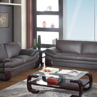 70 X 35 X 35 Modern Brown Leather Sofa And Loveseat