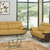 69'' X 38''  X 43'' Modern Two Tone Leather Sofa And Loveseat