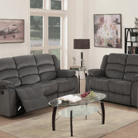 60'' X 35'' X 40'' Modern Gray Leather Sofa And Loveseat