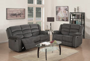 60'' X 35'' X 40'' Modern Gray Leather Sofa And Loveseat