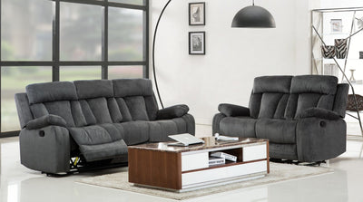 68'' X 38''  X 32-40'' Modern Gray Leather Sofa And Loveseat