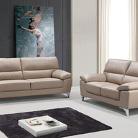 64'' X 36''  X 37'' Modern Beige Leather Sofa And Loveseat