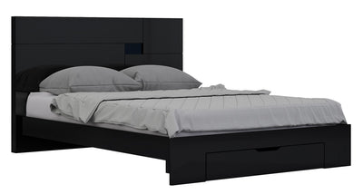 79'' X 80''  X 43'' Modern Eastern King Black High Gloss Bed