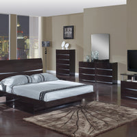 80'' X 80''  X 42.5'' 4pc Eastern King Modern Wenge High Gloss Wenge Bedroom Set