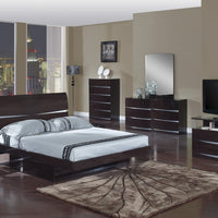 85'' X 72''  X 42.5'' 4pc California King Modern Wenge High Gloss Bedroom Set