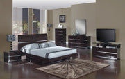 85'' X 72''  X 42.5'' 4pc California King Modern Wenge High Gloss Bedroom Set