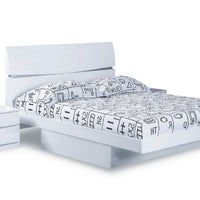 80'' X 60'' X 42.5'' Modern Queen White High Gloss Bed