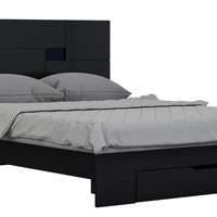 60'' X 80''  X 43'' Modern Queen Black High Gloss Bed