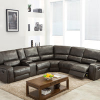 60'' X 80''  X 47'' Modern Gray Leather Sectional