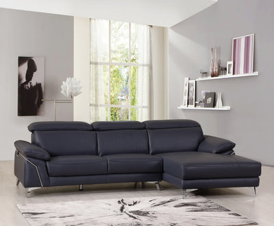 181'' X 41''  X 39'' Modern Blue Leather Sectional