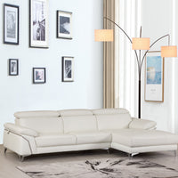 181'' X 41''  X 39'' Modern White Leather Sectional