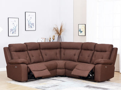 160'' X 38''  X 40'' Modern Brown Fabric Sectional With Power Recliners