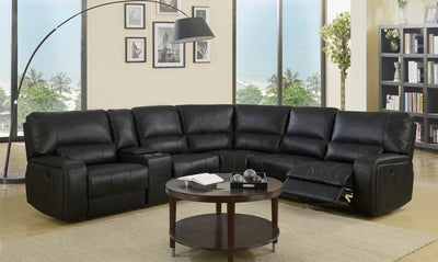 246'' X 40'' X 41'' Modern Black Leather Sectional With Power Recliners