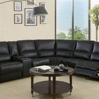 246'' X 40'' X 41'' Modern Black Leather Sectional With Power Recliners