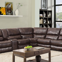 254'' X 41'' X 40'' Modern Dark Brown Leather Sectional With Power Recliners