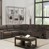 254'' X 41'' X 40'' Modern Brown Fabric Sectional With Power Recliners