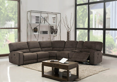 254'' X 41'' X 40'' Modern Brown Fabric Sectional With Power Recliners