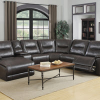 251'' X 41'' X 40'' Modern Dark Brown Leather Sectional