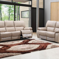 67'' X 41''  X 41'' Modern Beige Leather Sofa And Loveseat