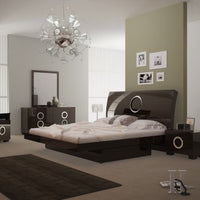 77'' X 90''  X 40'' 4pc Eastern King Modern Wenge High Gloss Bedroom Set