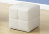 Two 24" White Leather, Foam, and Solid Wood Ottomans