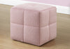 Two 24" Fuzzy Pink Leather, Foam, and Solid Wood Ottomans