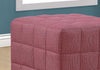 17" Light Red Foam, Solid Wood, and Polyester Ottoman