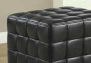 17" Black Leather, Foam, and Solid Wood Ottoman