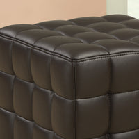 17" Dark Brown Leather, Foam, and Solid Wood Ottoman