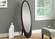 59" Contemporary Oval Cappuccino MDF Frame Mirror